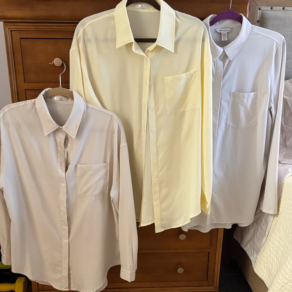 Bundle THREE Neutral Button Up Blouses Size Large